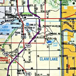 Michigan "Northwest" Road and Tourist Map, America.