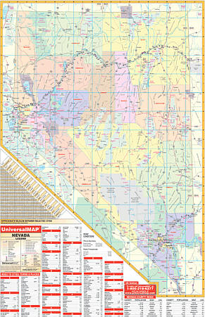 Nevada WALL Map, America.