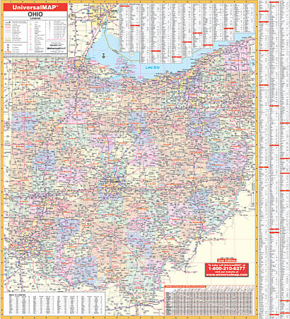 Ohio WALL Map, Ohio, America.