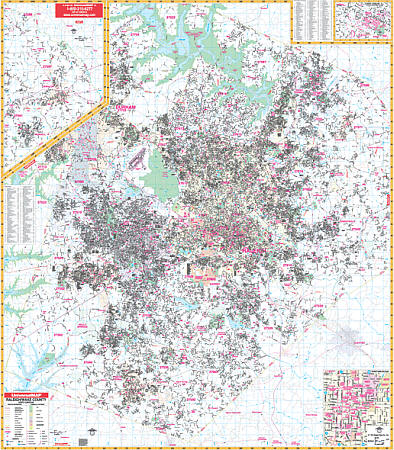 Raleigh WALL Map, North Carolina, America.