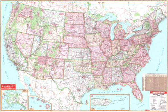 United States "Extra Large" WALL Map, America.