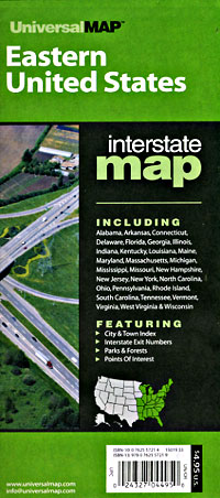 United States Eastern Interstate Road and Tourist Map.