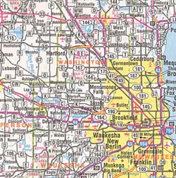 Wisconsin Road and Tourist Map, America.