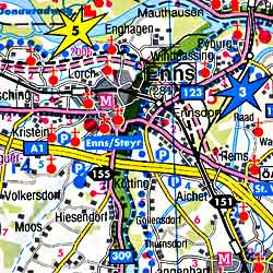 Austria, Upper (Southern) Top Ten Tips, Road and Shaded Relief Tourist Map.