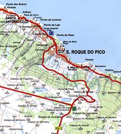 Azores Islands Road and Shaded Relief Tourist Map, Portugal.