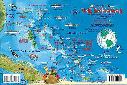 Bahamas Mini Map and Reef Fishes Guide.