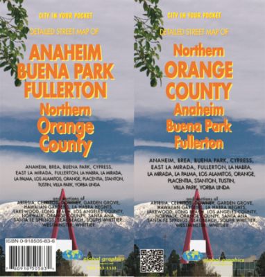 Anaheim and Orange County North city MAP, California, America.