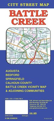 Battle Creek and Jackson City Street Map, Michigan, America.