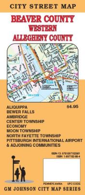 Beaver County & Western Allegheny County City Street Map, Pennsylvania, America.