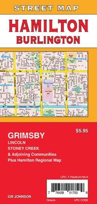 Hamilton, Burlington and Grimsby City Street Map, Ontario, Canada