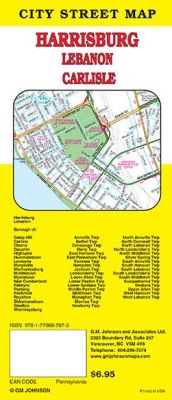 Harrisburg, Lebanon and Carlisle, City Street Map, Pennsylvania, America.