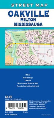 Mississauga, Oakville and Milton City Street Map, Ontario, Canada.