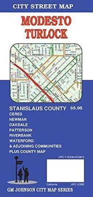 Modesto and Turlock street map, California, America.