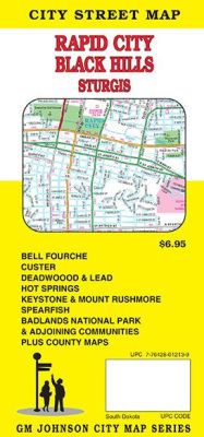 Rapid City, Black Hills, Sturgis and Badlands Natl Park City Street Map, South Dakota, America.