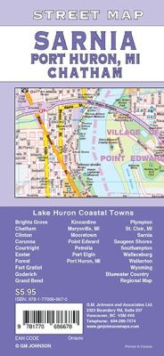 Sarnia, Chatham, Goderich and Port Huron MI City Street Map, Ontario, Canada.