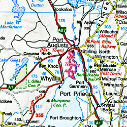 Australia Road and Shaded Relief Tourist Map, with "Distoguide".