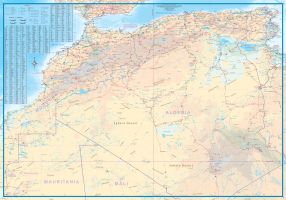 Africa, North Tourist Road and Physical Travel Reference Map.