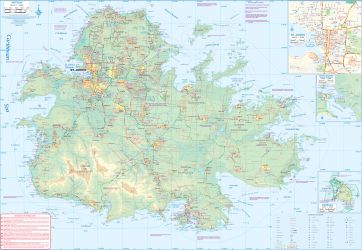 Antigua and St. Kitts Road and Physical Travel Reference Map, West Indies.