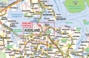 Auckland and North Island, Physical Travel Reference Map, New Zealand.