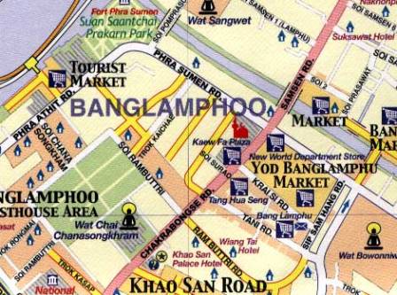 BANGKOK Road and Physical Travel Reference Map, Thailand.