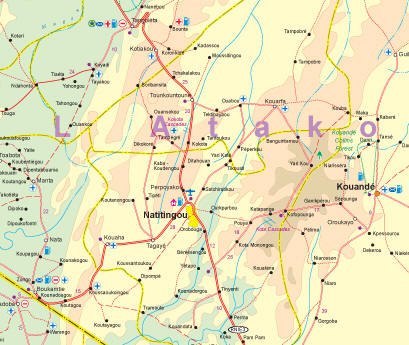 Benin and Togo, Road and Physical Travel Reference Map.