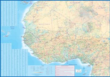 Burkina Faso and West Africa Road and Travel Reference Physical Map.