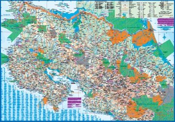 Costa Rica, Road and Physical Travel Reference Map.