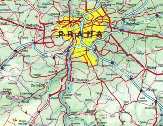 Czech Republic, Road and Physical Reference Map.