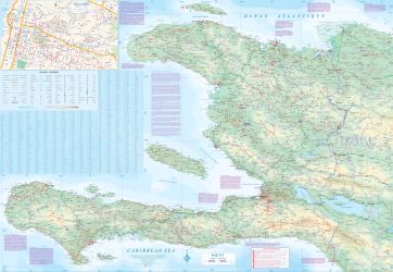 Dominican Republic and Haiti, Road and Physical Travel Reference Map, West Indies.