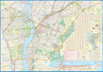 Egypt and Cairo, Road and Physical Travel Reference Map.