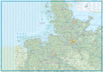 Germany, Northern, Road and Physical Travel Reference Map.