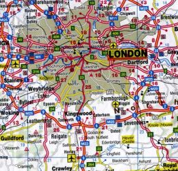 Great Britain, Road and Physical Travel Reference Map.