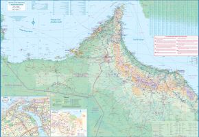 Gulf Cruising and the UAE Tourist Road and Physical Travel Reference Map.