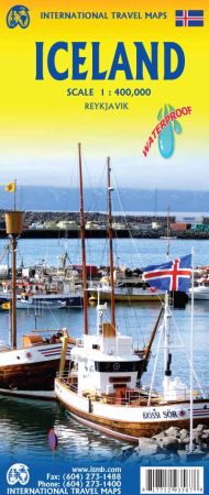 Iceland Road and Physical Travel Reference Map.