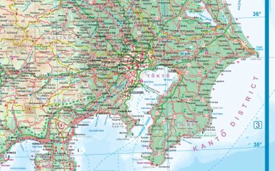 Japan Road and Physical, Travel Reference Road Map.