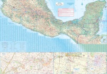 Mexico Road and Physical Travel Reference Map.