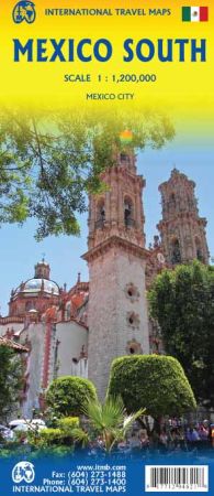 Mexico, South, Road and Physical Travel Reference Map.