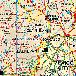 Mexico, South, Road and Physical Travel Reference Map.