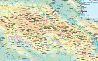 Papua New Guinea, Road and Travel Reference Physical Map.