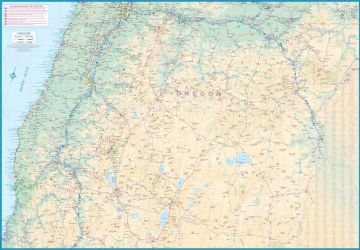 Oregon and Washington Road and Physical Travel Reference Map America.