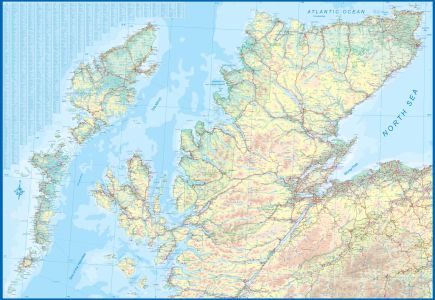 Scotland Far North & Islands Railway & Road Travel Reference Map America.