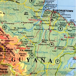 South America, North West, Road and Physical Travel Reference Map.