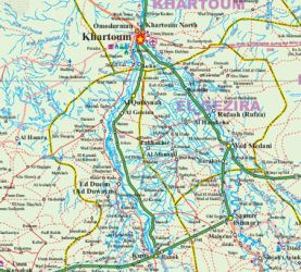 Sudan Road and Physical Travel Reference Map.