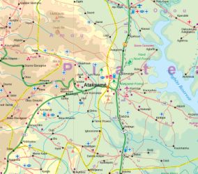 Togo and Benin, Road and Physical Travel Reference Map.