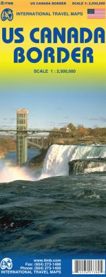 US Canada Border Road and Physical Travel Reference Map America.