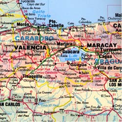 Venezuela Road and Physical Travel Reference Map.