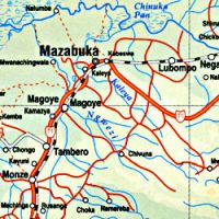 Zambia Road and Physical Travel Reference Map.