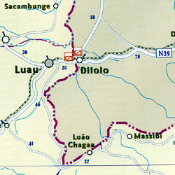 Angola Road and Shaded Relief Tourist Map.