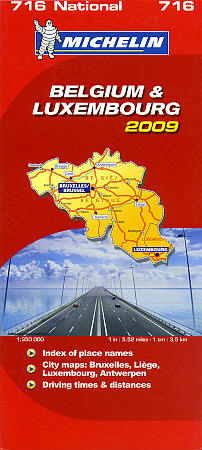 Belgium and Luxembourg, Road and Shaded Relief Tourist Map.