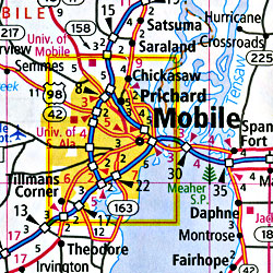 Alabama Road and Tourist Map, America.